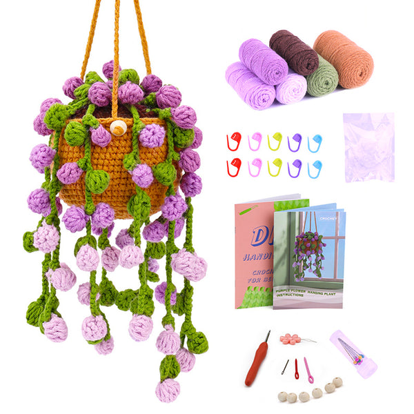Knitting Kit for Beginners Hanging Potted Plants Needlework Starter Kit Style 2