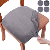4 PCS Stretch Removable Dining Chair Seat Cushion Slipcovers for Decor Gray