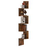 5 Tier Corner Zigzag DVD CD Storage Shelf Wall Mount Display Rack Brown
