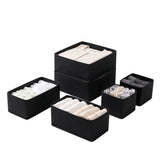 6 Piece Foldable Drawer Bins Nonwoven Organizer 3 Sizes with Zippers Black