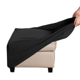 Elastic Footrest Cover Jacquard Textured Stripes with Strap Black