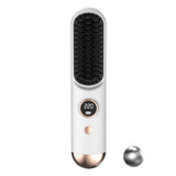 Cordless LCD Hair Straightening Brush 2-in-1 Portable White