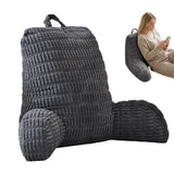 Bed Rest Backrest Cushion with Armrests Pocket Washable Cover Dark Grey