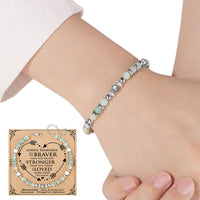 Moonstone & Amazonite Jasper Bracelet for Women – Stainless Steel Jewelry Gift Style 2