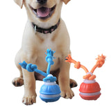2Pcs Interactive Rolling Dog Ball Toys Touch Activated Squeaky Dog Toy with Rope for Small Dogs Puppy