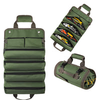 Portable Roll Up Tool Bag Hardware Repair Tool Organizer for Electrician Mechanic Green
