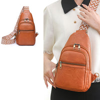 Women Sling Bag PU Leather Crossbody Bag Shoulder Bag Brown