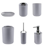 6PCS Bathroom Accessories Set Soap Dispenser Toothbrush Holder Gray