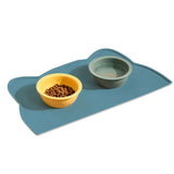 Non Slip Pet Feeding Mat Thick Silicone with Raised Edge Spill Guard Blue