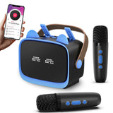 Mini Karaoke Machine – Portable MP3 Player with 2 Wireless Mics Toys & Gifts Blue