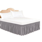 Wrap Around Bed Skirts Dust Ruffles Bed Skirt with Adjustable Elastic Belt Grey
