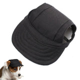 Pet Baseball Cap with Ear Holes Adjustable Strap for Dogs Cats Black