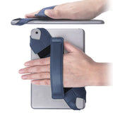 360 Degree Rotating Tablet Holder Stand with PU Leather Hand Strap Blue
