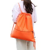 Water-resistant Drawstring Backpack Bag Portable Gym for Outdoor Travel Orange