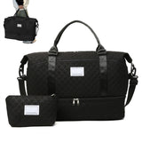 2Pcs Travel Weekender Bags Duffle Bag for Women with Shoe Compartment Black