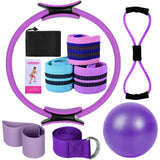 Yoga Set Pilates Essentials Kit for Women with Ring and Ball Purple