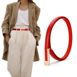 Women's Casual Belt PU Leather Vintage Adjustable 72-94cm Red