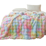 Bubble Tie Dye Throw Throw Blanket for Couch Cozy Soft and Fuzzy for Sofa Bedroom Living Room Rainbow