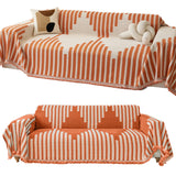 Reversible Sofa Couch Cover Boho Chenille Blanket Orange