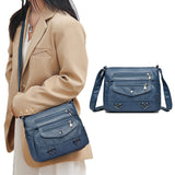 Crossbody Bag for Women Leather Messager Bag Large Capacity Shoulder Bag Blue