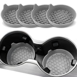 4PCS Car Cup Holder Coaster Silicone Non-Slip Cup Holder Insert Grey