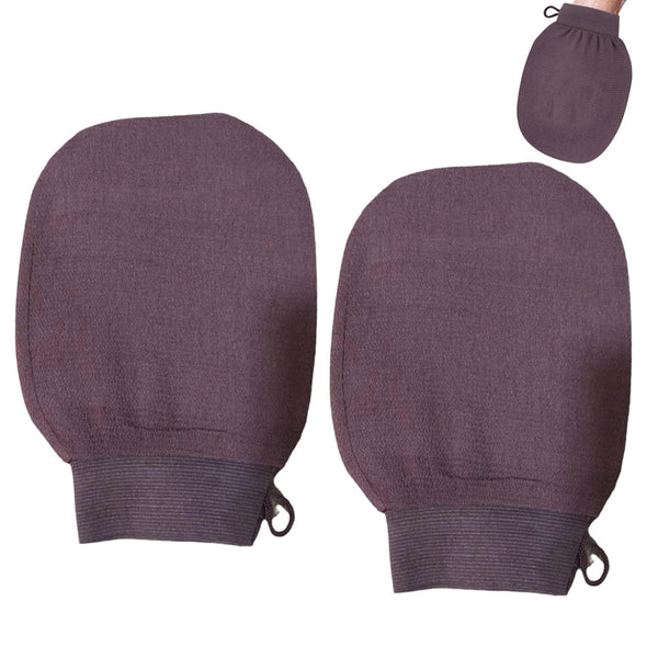 2Pcs Moroccan Exfoliating Gloves – 100 Percent Viscose Body Scrub Bath Mitts Brown