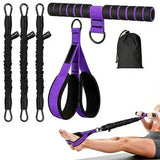 Pedal Resistance Band with Handle Adjustable Tube Foot Pedal Device  for Full Body Training Purple
