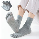 5 Pairs of Mens Breathable Five Toe Socks Light Gray