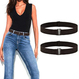 2-Pack Women’s Adjustable Stretch Belts Invisible Elastic Waistband for Pants and Dresses Coffee