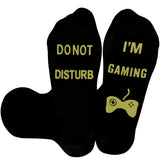 Funny Men Socks with Do Not Disturb I Am Gaming Text Yellow