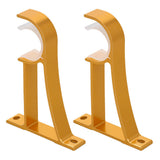 2PCS Metal Support Curtain Rod Pole Wall Bracket Holder Hook Rack Gold