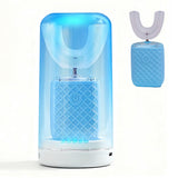 U-Shaped Automatic Electric Toothbrush – With Built-In Sanitizing Cup Sky Blue