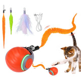 3-Tail Automatic Rolling Cat Toy Ball – Interactive Indoor Toy for Cats Orange