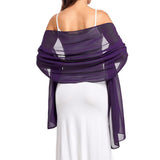70x170cm Chiffon Evening Wrap Shawl for Wedding Party Dress Purple