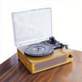 Portable Retro Bluetooth Vinyl Record Player with Built-in Speakers Light Brown