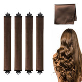 4PCS Heatless Hair Curlers Set for Overnight Styling No-Damage Hair Tools Coffee