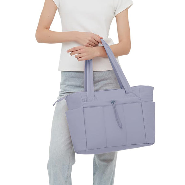 Women’s Handheld Tote Bag – With Cup Holder Compartment and Luggage Sleeve for Travel & Work Purple
