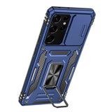 Heavy Duty Case with Ring Stand for Samsung Galaxy Phones Dark Blue