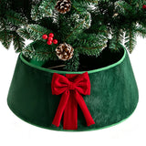 Christmas Tree Skirt Collar with Bow for Stand and Wire Cover Green