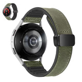 20mm Magnetized Leather Watch Band – Genuine Leather Strap for Samsung Huawei Xiaomi Dark Green