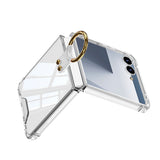 Case and Back Glass Protector Compatible With Samsung Galaxy Z Flip 8 7 with Ring Stand Clear