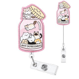 Cute Badge Clip Reel Retractable for Students Teachers Staff Pink