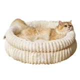 Donut Plush Pet Bed Soft Warm Nest for Cats Dogs Off White