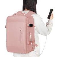 Expandable Travel Backpack Large Water-Resistant Carry on Backpack with Shoe Compartment Pink