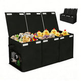 Foldable Toy Storage Organizer Box with Lid & Dividers Black Large