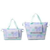 Trendy Gradient Duffle Bag Expandable Overnight Bag Foldable Carry On Bag with Dry Wet Separation Pocket Blue