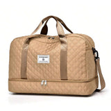 Large Capacity Travel Duffel Bag Versatile Shoulder Crossbody Weekender Bag with Shoe Compartment Khaki