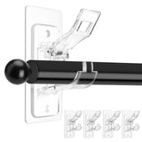 4PCS Self Adhesive Curtain Rod Bracket Universal Plastic Curtain Rod Holders for Bathroom Bedroom Kitchen Transparent