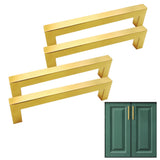 4PCS 12mm Square Stainless Steel Kitchen Cabinet and Door Handle Gold