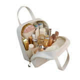 PU Leather Makeup Bag Travel Cosmetic Bag Multi-functional Toiletry Bag Daily Use Beige